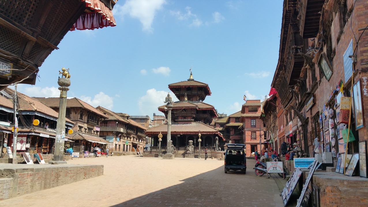 Der Tachapal Tol Dattatraya Tempel Platz. Dies ist der älteste Stadtteil von Bhaktapur.

